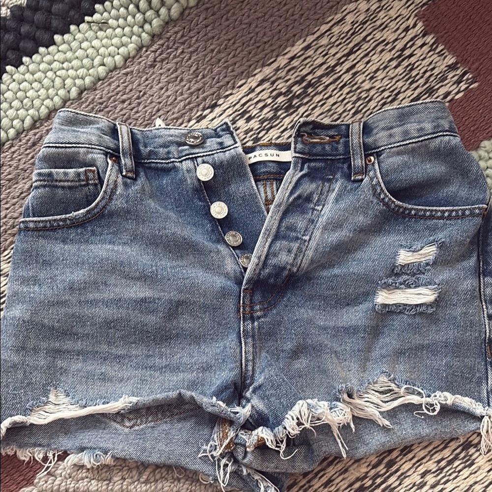 PacSun Blue Jean Shorts with Distressed Details